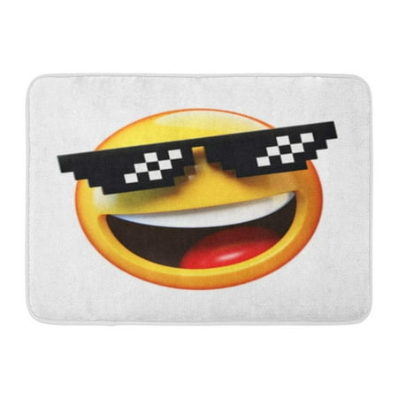 LADDKE Yellow Computer Deal It Emoji Emoticon Pixelated Sunglasses 3D Rendering Cute Doormat Floor Rug Bath Mat 30x18