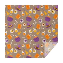 Halloween Square Tablecloth 42x42in(107x107cm) – Waterproof Polyester Printed Table Cover, Wrinkle Resistant & Washable for Kitchen Dining Picnic Party Decor, Pattern-V5-17, White