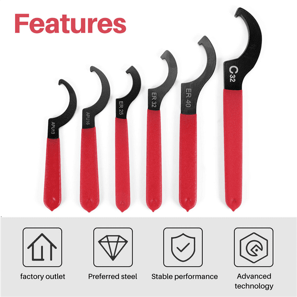 6 Pieces Spanner Wrench Set Adjustable Coilover Wrench Spanners Hook  Wrenches Tools Coilover Wrench Steel Spanner 