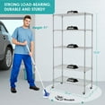thumbnail image 5 of 5 Tier Wire Shelving Unit, Adjustable Metal Storage Rack, Mobile Wire Shelves for Kitchen, Laundry, Bathroom, Pantry, Closet Organization (17.7"D x 35.5"W x 71"H, Chrome), 5 of 8