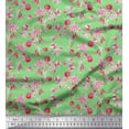 thumbnail image 1 of Soimoi Tissu Crêpe Polyester Feuilles & Roses Imprimés Floraux au Mètre 42 Pouces de Large, 1 of 1