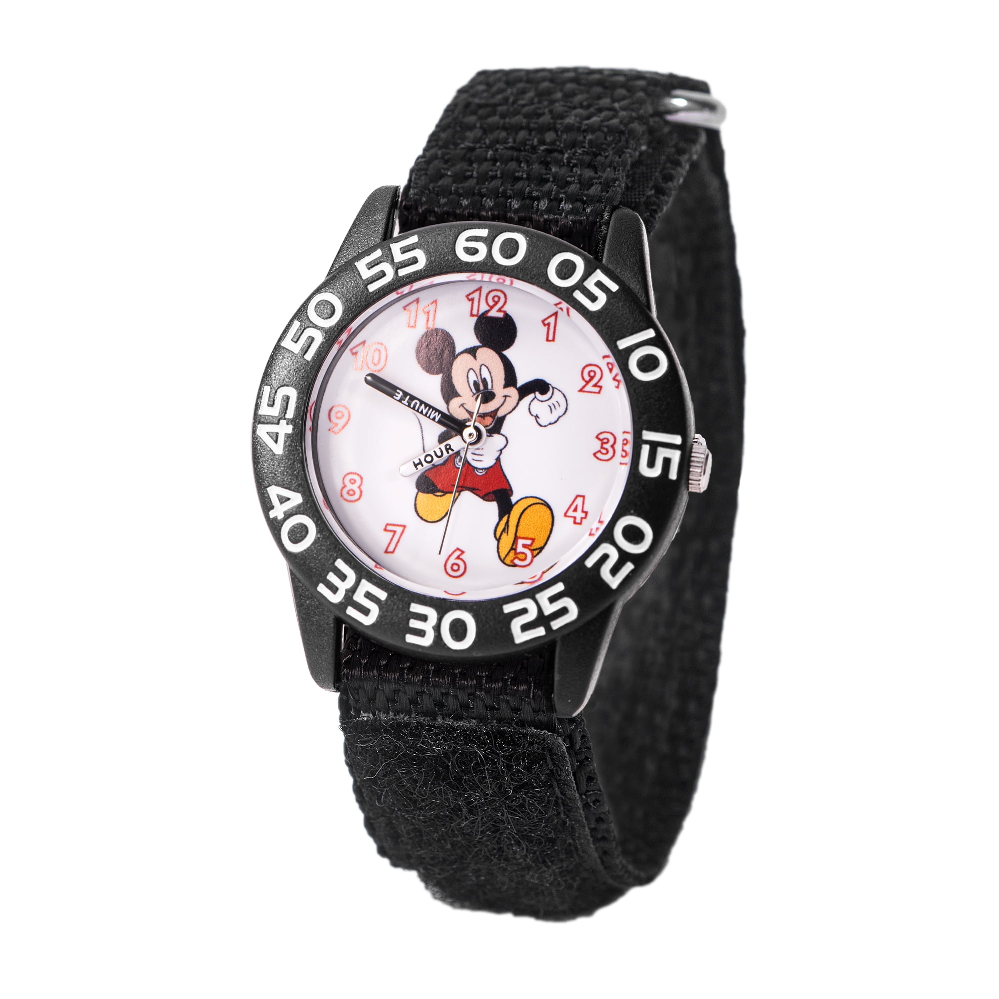 Disney Mickey Mouse Boys' Black Plastic Time Teacher Watch, 1-Pack