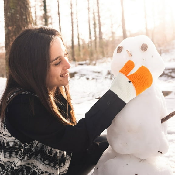 ELAYARD Kids Orange Gloves 1 Pair Multi Polyester Cold Protection Thick Knit For Outdoor Activities