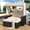 Beige-A, variant on Highsound Patio Outdoor Daybed with Retractable Canopy, Rattan Wicker Conversation Set with Washable Cushions & Lift Top Table for Patio Backyard Porch Pool Round Daybed Separated Seating, Grey
