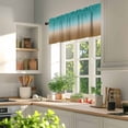 thumbnail image 3 of Brown Cyan Valances for Windows, 60 x 18in, Turquoise Gradient Rod Pocket Kitchen Valance Curtain Light Filtering Window Treatments for Living Room Bedroom, 1 Panel, 3 of 7
