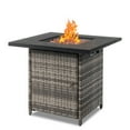 thumbnail image 6 of 27" Propane Gas Fire Pit, 40,000 Btu Auto-Ignition Gas Fire Pit Table with Lava Rock, Outdoor Wicker Patio Gas Burner Stove Fire Table, Control Knob Adjustable Flame, 6 of 10