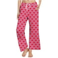 thumbnail image 5 of ZyeKqe Valentine's Day Pajamas Pants for Women Drawstring Low Waisted Pants Straight Wide Leg Sleep Bottoms, 5 of 7