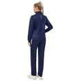 thumbnail image 2 of Women's 2Pc Full Zip Tracksuit, 4 Way Stretch Breathable with Reflective & Zipper Pockets for Gym Running Deep Blue L, 2 of 8