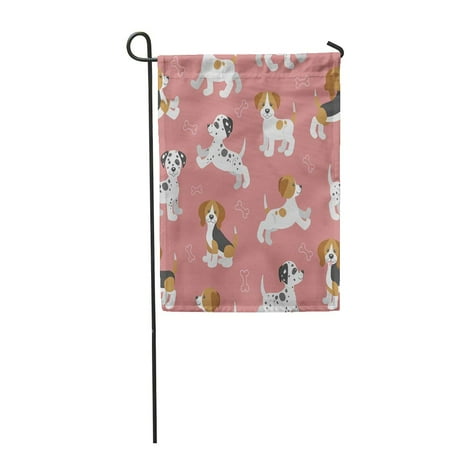 Jack Russell Beagle - KDAGR Dog with Funny Puppies Beagle Dalmatian Jack Russell Terrier Doggy Puppy Move Garden Flag Decorative Flag House Banner 12x18 inch