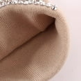 thumbnail image 2 of YooGuoGuo Unisex Shiny Bling Cuffed Beanie with Rhinestone for Men Women Winter Knit Soft Hat Stretchy Skull Cap Beige, 2 of 5