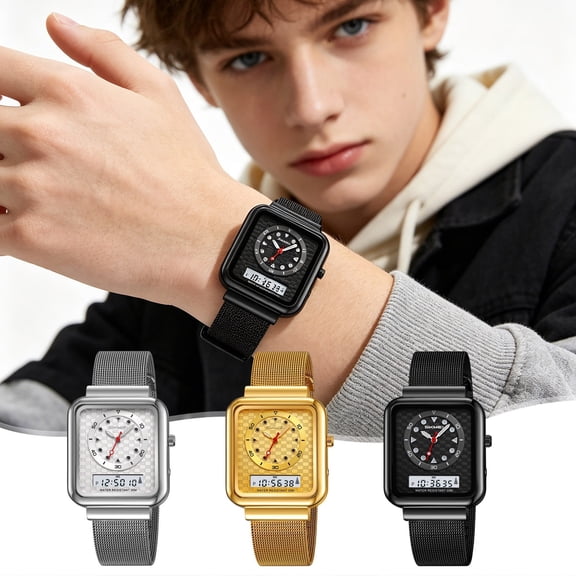 AOMXGD Digital Sports Watch Stainless Steel Mesh Band Ultra Thin Breathable Electronic Wrist Watch Casual Daily Student Watch For Men Women Teens