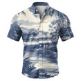 thumbnail image 5 of Domuza Men's Hawaiian Shirt Short Sleeve Casual Trendy Button T Shirt Lounge Vacation Relaxed Fit Lightweight Blouse Navy 4XL, 5 of 7