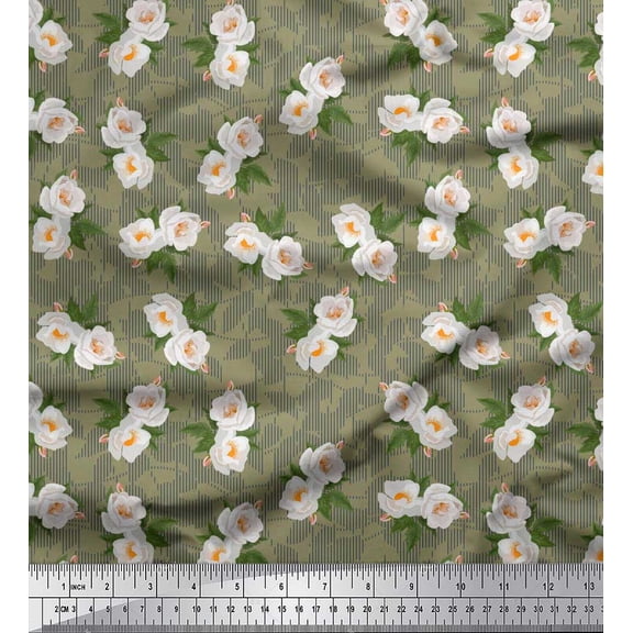 Soimoi Velvet Fabric Stripe,Leaves & Floral Shirting Decor Fabric Printed Yard 58 Inch Wide