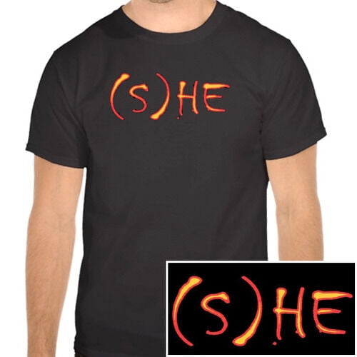 "(S)HE" - Black T-Shirt (She or He Design) - LGBT Gay & Lesbian Pride Clothing