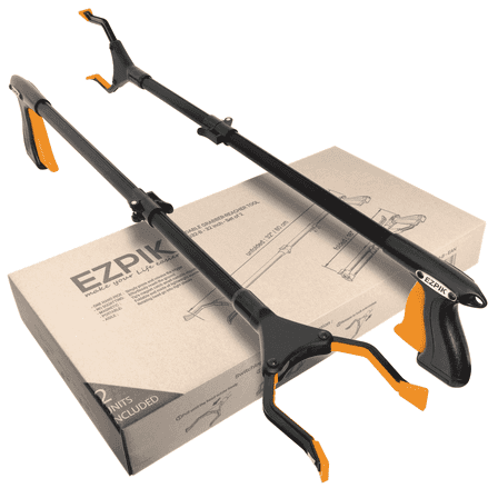 EZPIK Grabber Reacher Tool for Seniors, 32" Flexible Folding Magnetic Reacher, Heavy-Duty Rotating Claw, 2-Pack – Classic Black