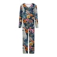 thumbnail image 4 of WFJCJPAF 2026 New 2026 ! 2026 Pajamas Women Pants,Ladies' 2026 Printed Casual Long Top And Pants Pajama Set - Navy S, 4 of 4