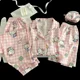 thumbnail image 4 of Ropa de dormir de algodón de nube para mujer, ropa de hogar de manga corta con cuello vuelto, conjunto de tres piezas, traje de regreso a casa dulce de verano, 4 of 5