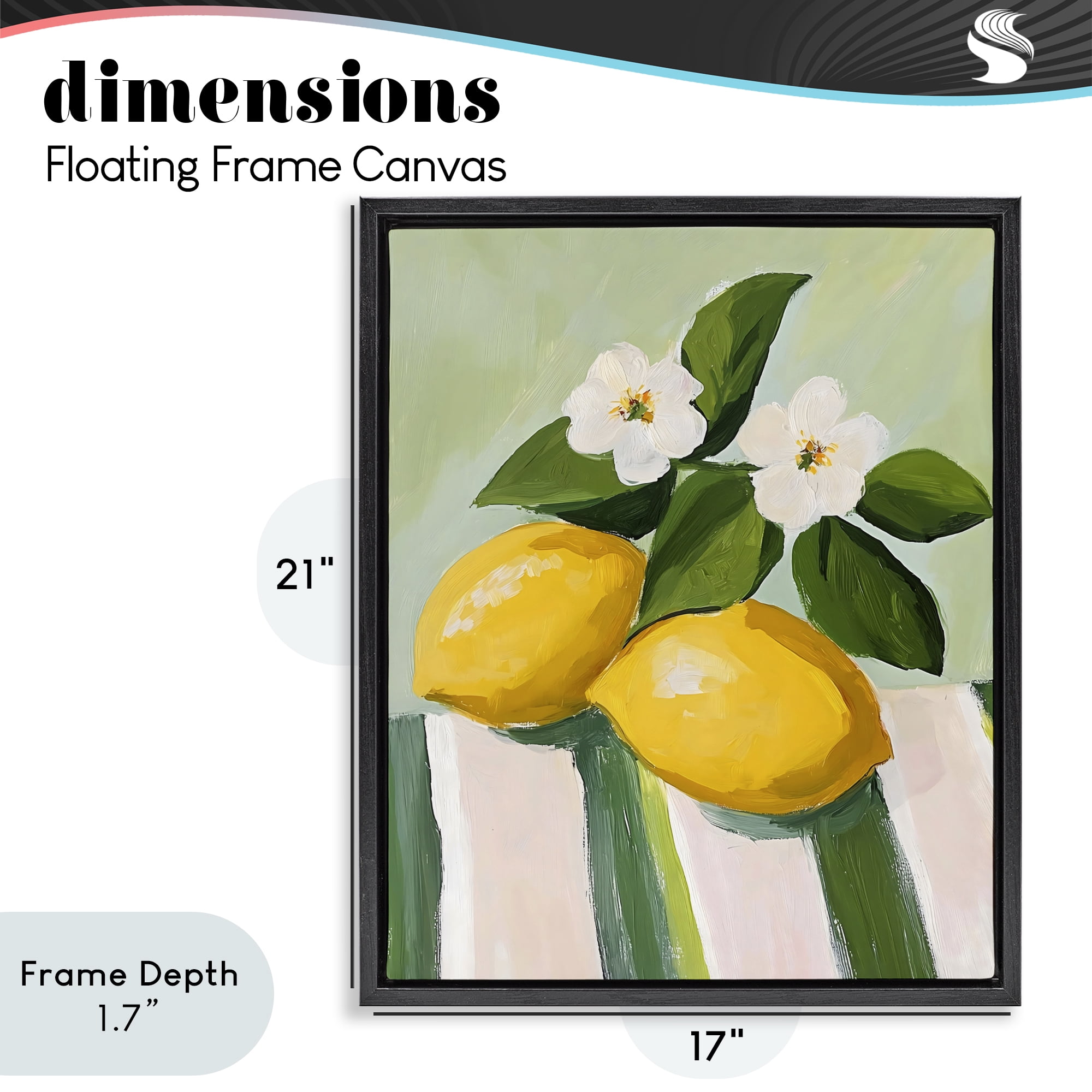Stupell Industries Lemons And Daisies on Tablecloth Black Framed Floater Canvas Wall Art, design by The Prints Vibe