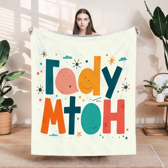 Cozy Flannel Blanket with Playful Colorful Letters & Whimsical Design - Perfect for Sofa Travel Bed and Chair