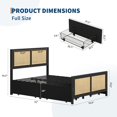 thumbnail image 2 of Twister.CK Rattan Full Bed Frame with LED Headboard (7 Colors), Boho Cane Platform Bed with 4 Large Drawers, Metal Slats Support, No Box Spring Needed, Black, 2 of 7