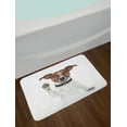 thumbnail image 2 of Jack Russell Bath Mat, Waving High Fiving Dog Animal Lover Themed Design Paws, Plush Bathroom Decor Mat with Non Slip Backing, 29.5" X 17.5", Brown Black White, by Ambesonne, 2 of 2