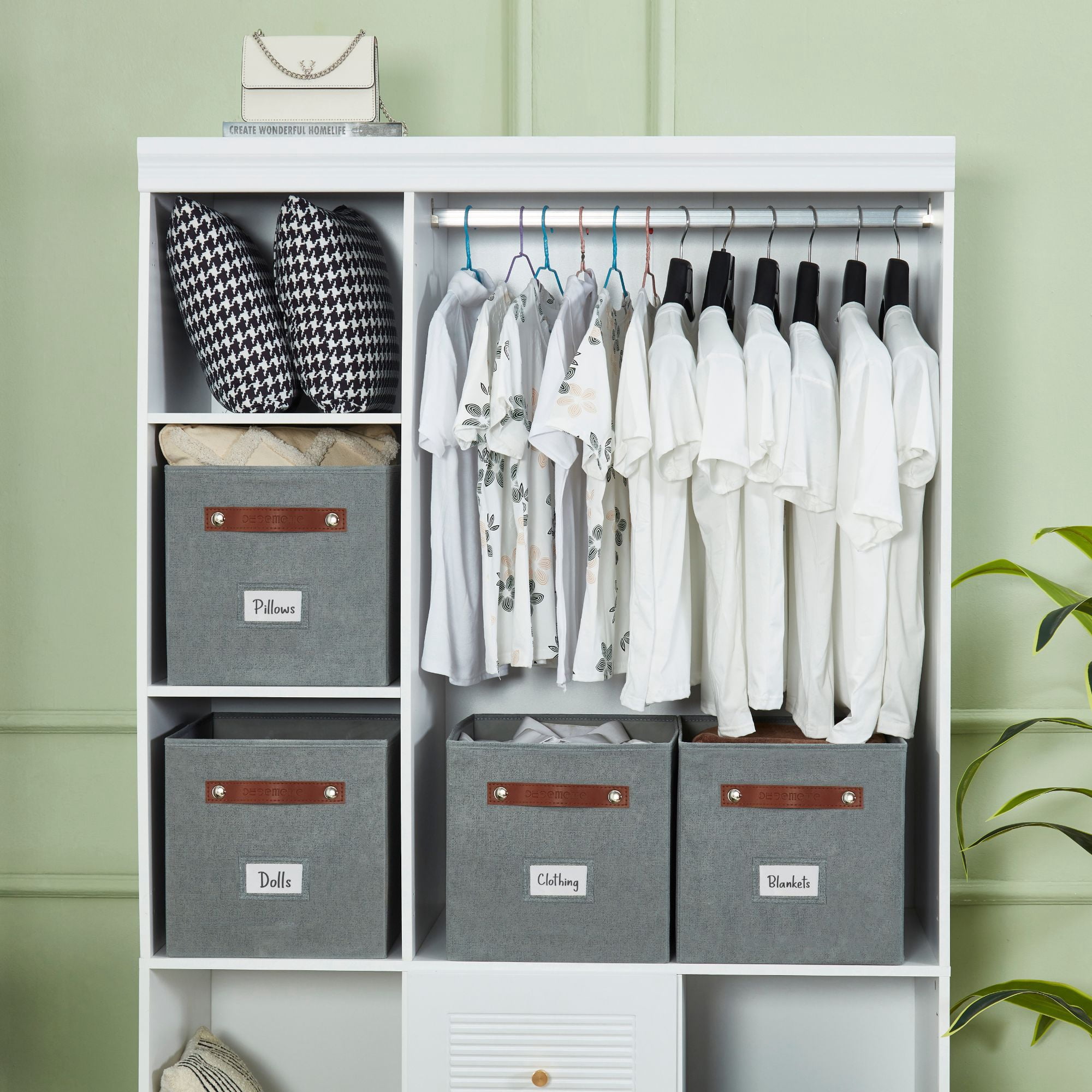 DECOMOMO Cube Storage Bins, Fabric Baskets 11 x 11, Organizer Bins (Grey, Set of 6)