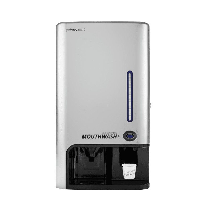 Manual Mouthwash Dispenser (Nickel) for GotFreshBreath AlcoholFree