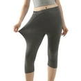 thumbnail image 3 of Fangasis Ladies Capri Leggings Oversized Cropped Pants Elastic Waist Sleepwear Women Breathable Pj Bottoms Comfy Gym Lounge Pant Dark Gray 3XL, 3 of 8