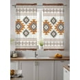 thumbnail image 2 of Southwest Geometric Curtains 54 Inch Length,Sheer Curtains for Bedroom Living Room Window Western Beige Grey Boho Vintage Wooden Rod Pocket Drapes Kitchen Curtains Small Half Window 42"x54" 2 Panels, 2 of 7