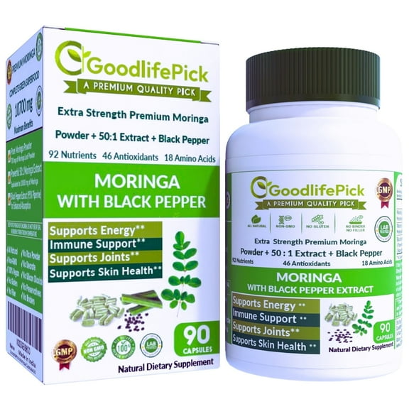 GoodlifePick Moringa Leaf Extract Capsules 10,700mg Organic Wellness Supplement with Nutrients