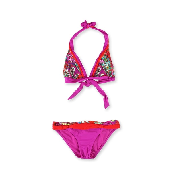 Becca Womens Paisley Layered Bikini de 2 piezas, Púrpura, Mediano