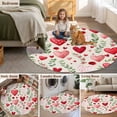 thumbnail image 5 of Valentines Round Area Rug 7Ft Washable Circle Rugs for Dorm Laundry Room, Pink Red Love Heart Green Botanical Spring Non-Slip Carpet Floor Mats Indoor Outdoor Carpet Runner Aesthetic Home Decor, 5 of 8