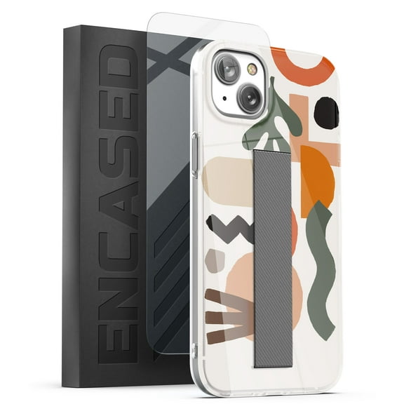 Encased Bando Series Designed for iPhone 14 Case with Hand Strap Loop and Screen Protector, Retail Packaging (Earthy Design)