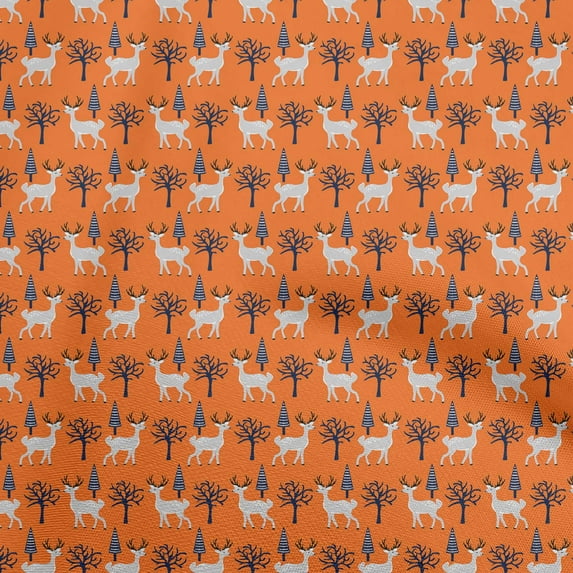 oneOone Cotton Flex Orange Fabric Animal Sewing Fabric By The Yard Printed Diy Clothing Sewing Supplies 40 Inch Wide
