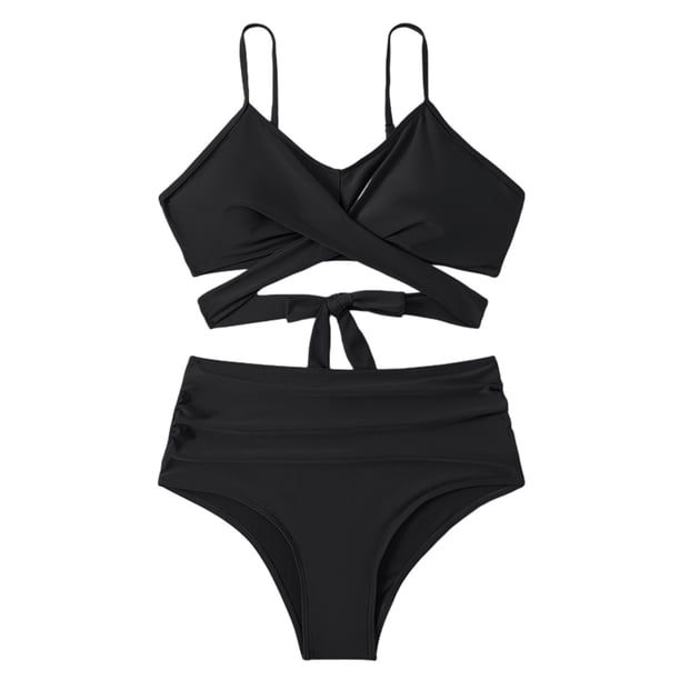 Conjunto de bikini para mujer, traje de baño cruzado de dos piezas para mujer, bikini envolvente