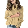 thumbnail image 5 of Black·Friday·Deals Idoravan Sweaters for Women Fall Clearance Fashion Women's Solid Turtleneck Long Sleeve Style Loose Knitting Ladies Tops Blouse, 5 of 5