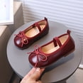 thumbnail image 4 of WUANDIXFA Toddler Girls Dress Shoes Mary Jane Flats School Uniform Oxfords Wedding Party Bow Flower Shoes Comfort Loafers (Wine, 13), 4 of 4