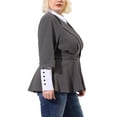 thumbnail image 5 of Agnes Orinda Women's Plus Size Blazers Notched Lapel Wear-to-Work Peplum Jacket Suit Blazer 3X Dark Grey, 5 of 9