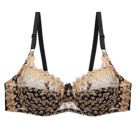 

Womens See-Through 1/2 Cup Full Lace Bra Sheer Bralette Ultra-Thin Lingerie