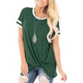 thumbnail image 4 of SHIBEVER Casual Short Sleeve T Shirts for Women Cute Twist Knotted Blouses Summer Tunics Tops Green, 4 of 6