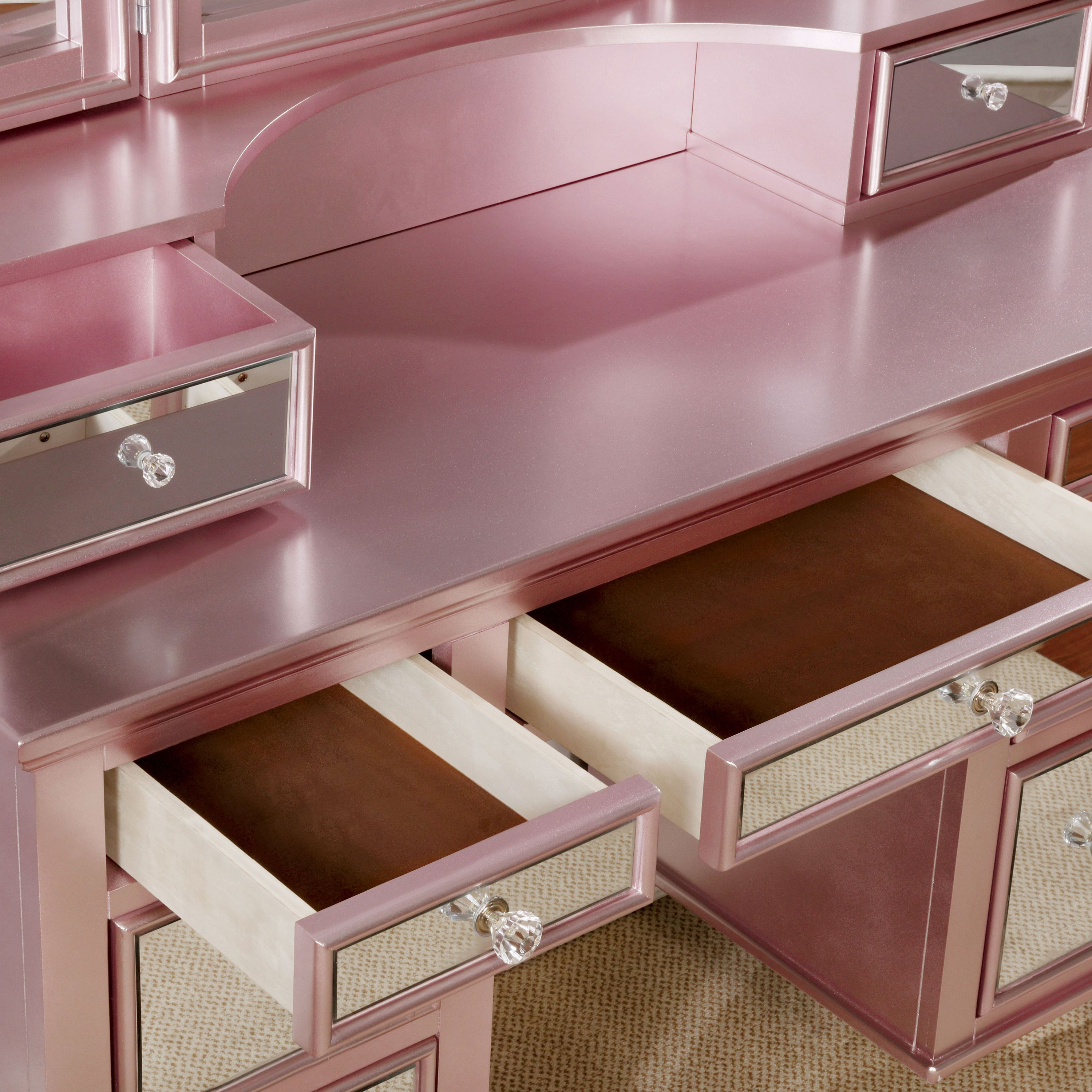 Furniture of America Stella Contemporary 3-Piece Vanity Set, Rose Gold
