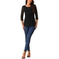 thumbnail image 2 of BLUSA TUNIC DE CUELLO REDONDO Y MANGAS 3/4 PLEGADA CASUAL PARA MUJER INSPIRE CHIC M NEGRO, 2 of 5
