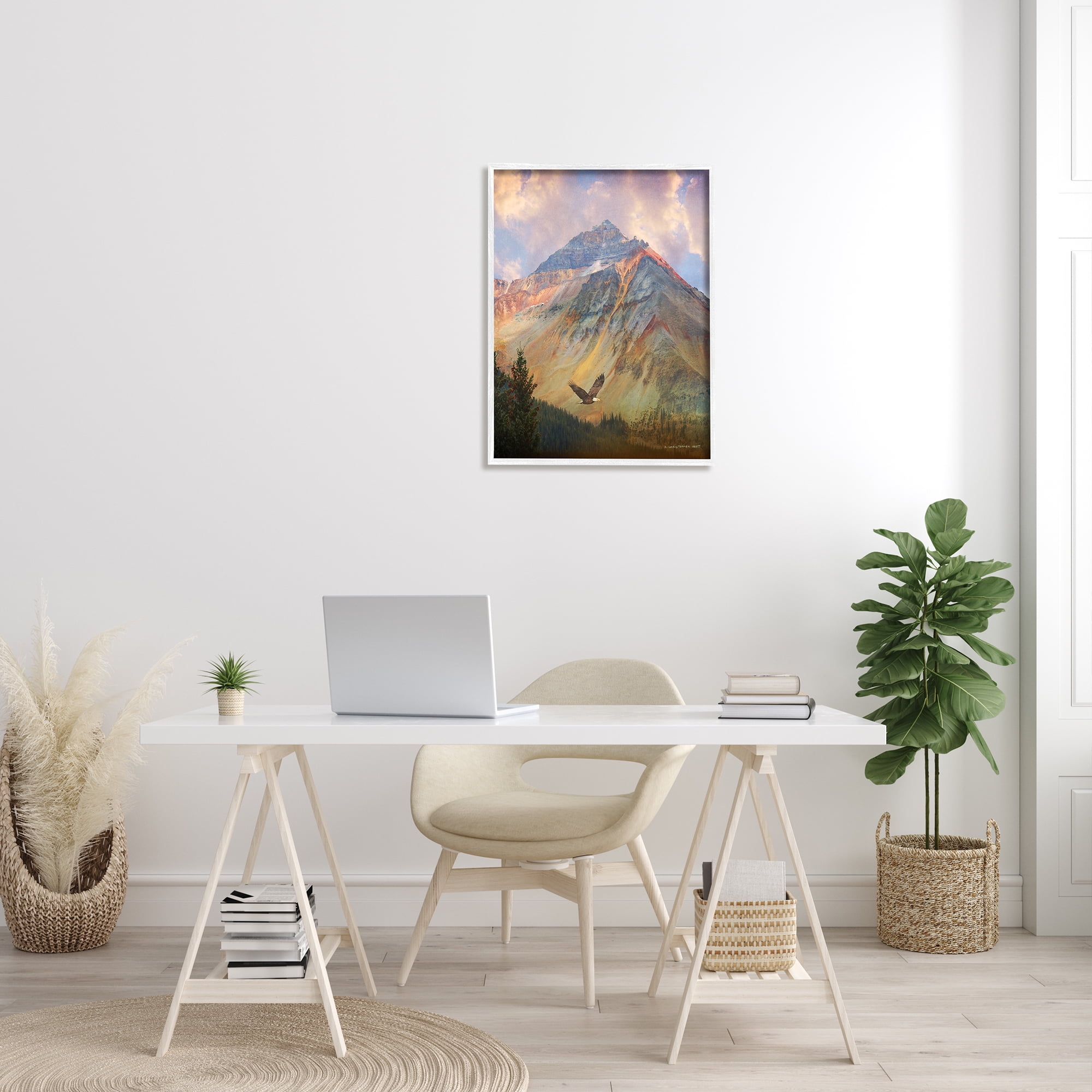 Stupell Soaring Eagle Mountain Valley Landscape Photography White Framed Art Print Wall Art