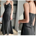 thumbnail image 4 of Laklulu Vestido de fiesta de satén con tirantes finos sin mangas para mujer, para invitados de boda, cóctel, noche, formal, negro, L, 4 of 5
