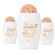 Avene Fluide Mineral Teintee Spf 50 40 ML Tinted Sunscreen -3 Pack