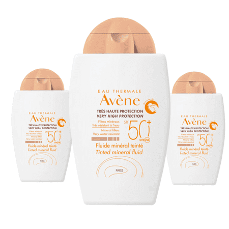 Avene Fluide Mineral Teintee Spf 50 40 ML Tinted Sunscreen -3 Pack