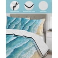 thumbnail image 4 of Aqua Coastal Twin Size Down Alternative Comforter, Lightweight Comforter Quilt Bedding Set with Pillow Shams Nautical Summer Beach Ocean Beige All Seasons Bed Comforter Duvet Insert 68"x86", 4 of 7