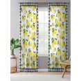 thumbnail image 5 of Sheer Curtains 108 Inches Long, Yellow Lemon Semi Sheer Curtains Light Filtering Window Treatment, Summer Botanical Black Plaid Farmhouse Privacy Voile Drapes for Living Room Bedroom 52x108 Inch, 5 of 7