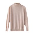 thumbnail image 5 of Suéter de primera línea similar a la piel para mujer, suéter de cuello alto medio de otoño e invierno, jersey de cachemira de punto suelto en la parte inferior, 5 of 5