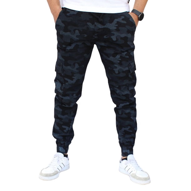 Jogger cargo de gabardina stretch John Silver Corte skinny y estampado de camuflaje negro